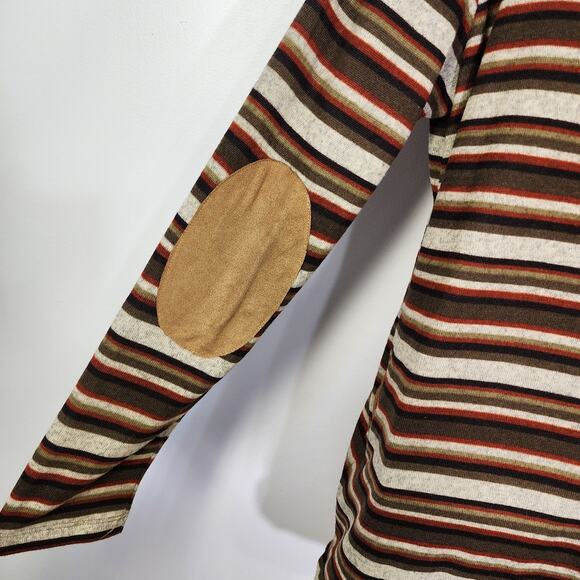 Sunshine & Rodeos Hoodie Women Large Striped Tunic Elbow Patches Pockets Western - Picture 7 of 9